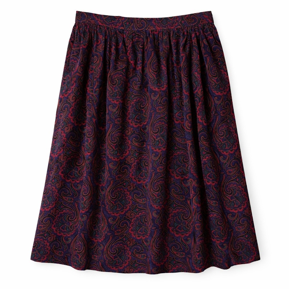 Vtg Paisley Velvet Velours Skirt Cotton Japan 16 Witchy Whimsigoth Academia Boho